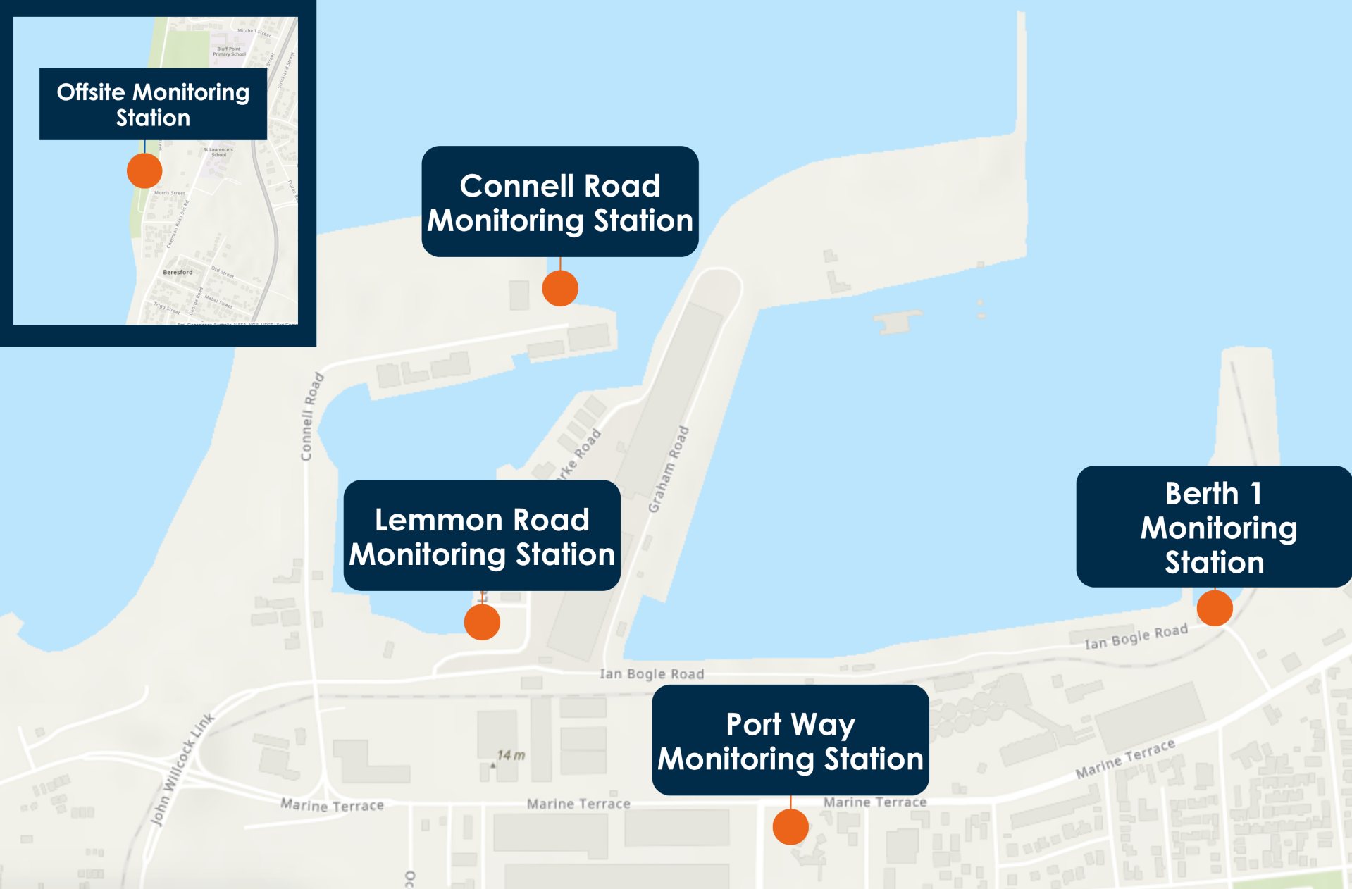 Air quality monitoring station map