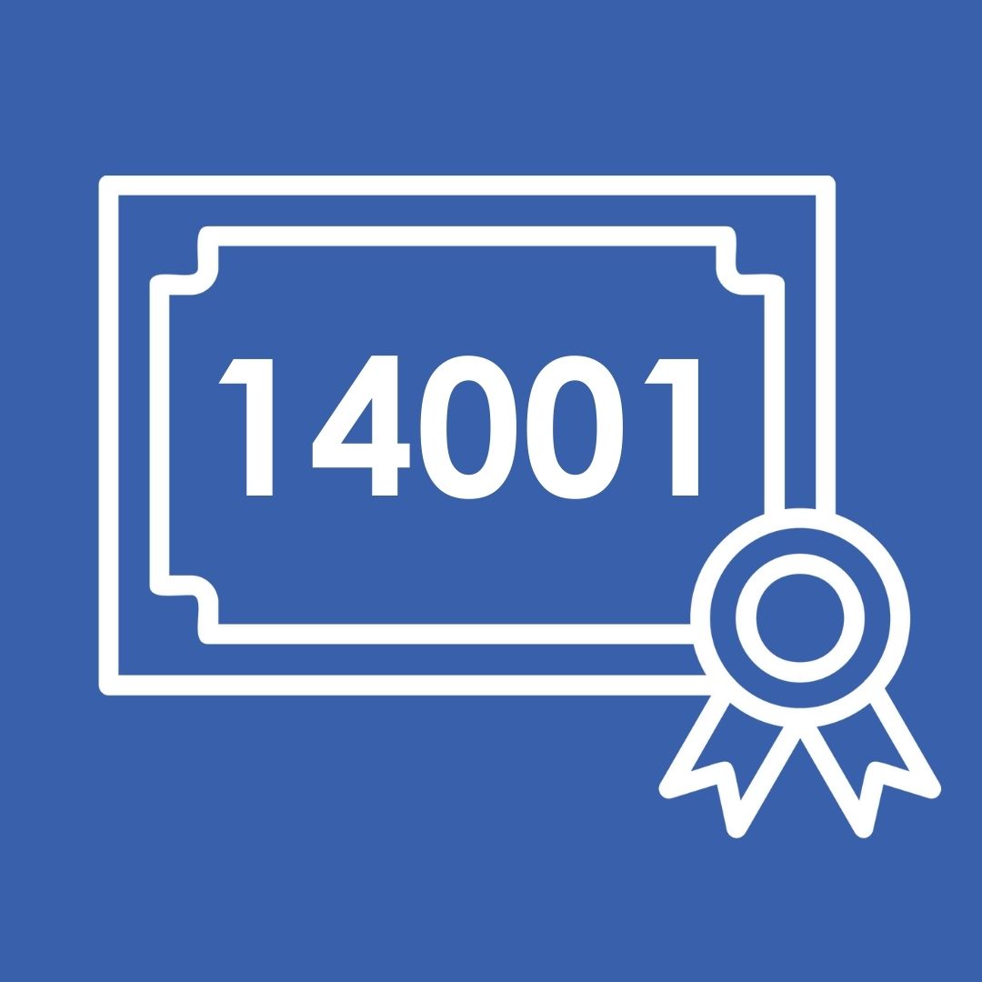 White icon of certificate on blue background with numbers 4801 inside it.