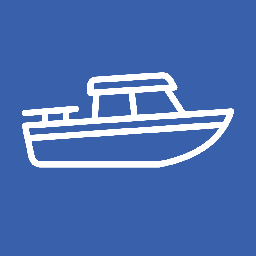 White icon on blue background of pencil, paper and triangle ruler